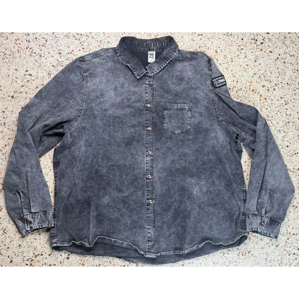 Zumba Wear Women's Button Up‎ Long Sleeve Gray Denim Shirt Size XXL